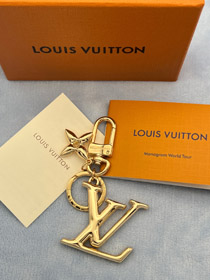 Louis Vuitton LV gold metal letter logo keychain-3867