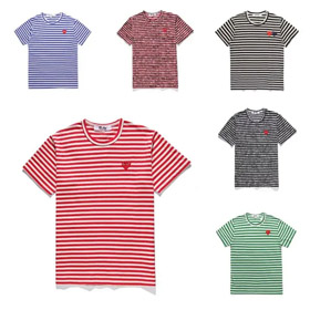 CDG Play Bright Striped Heart Short Sleeve Long Sleeve T-Shirt-2748